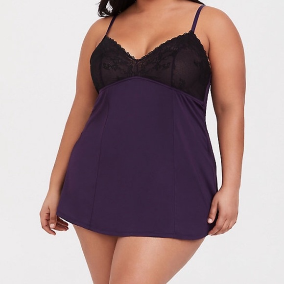 torrid Other - DARK PURPLE LACE & MICROFIBER CHEMISE